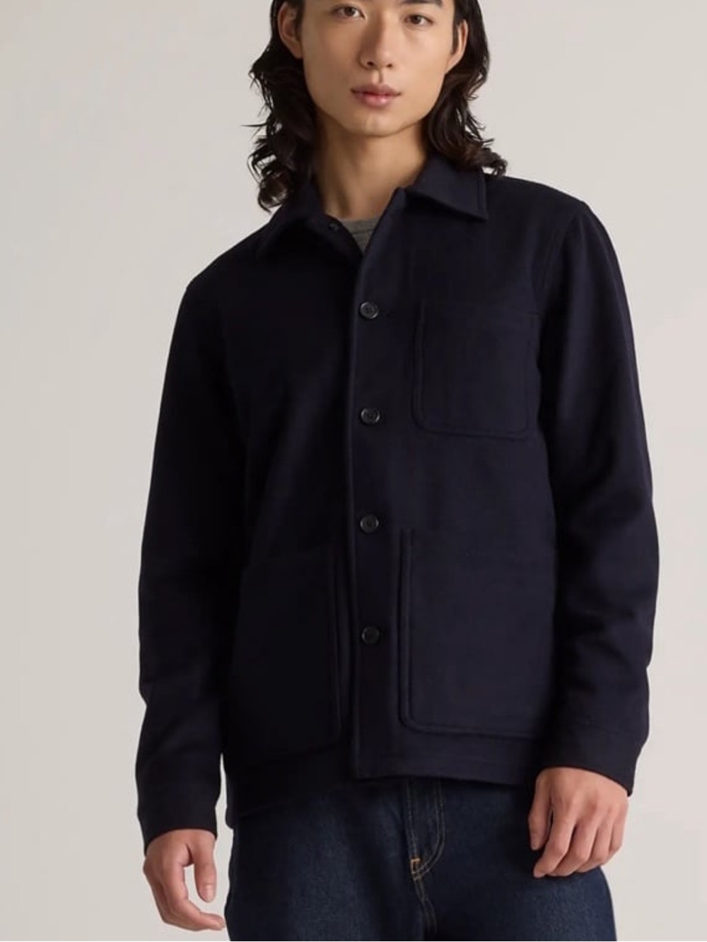 Quince Italian Wool Over Shirt Jacket Black XL